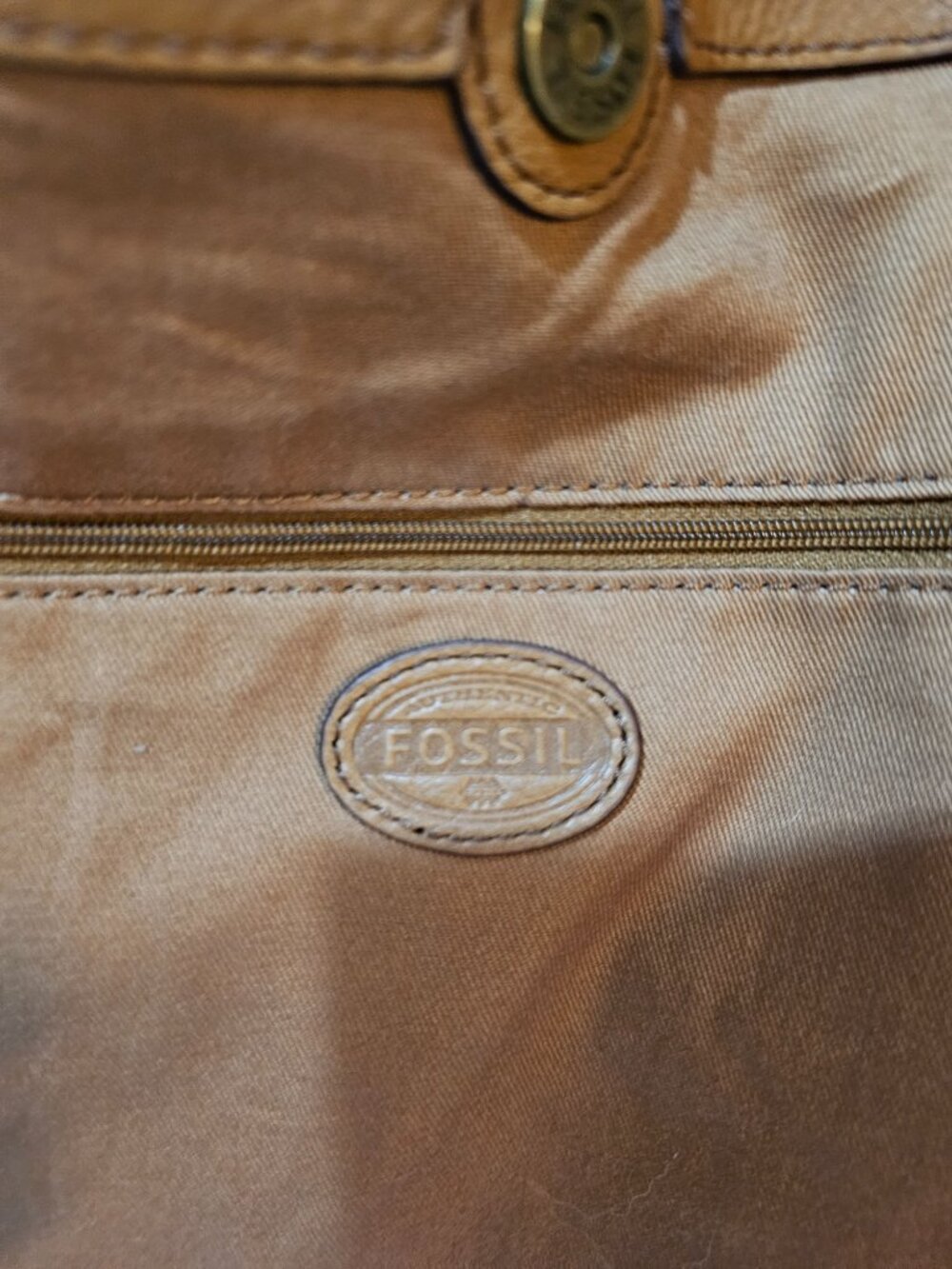 Fossil Bag Tote Leather Ripple Stripe White Camel Casual Office - Picture 8 of 13